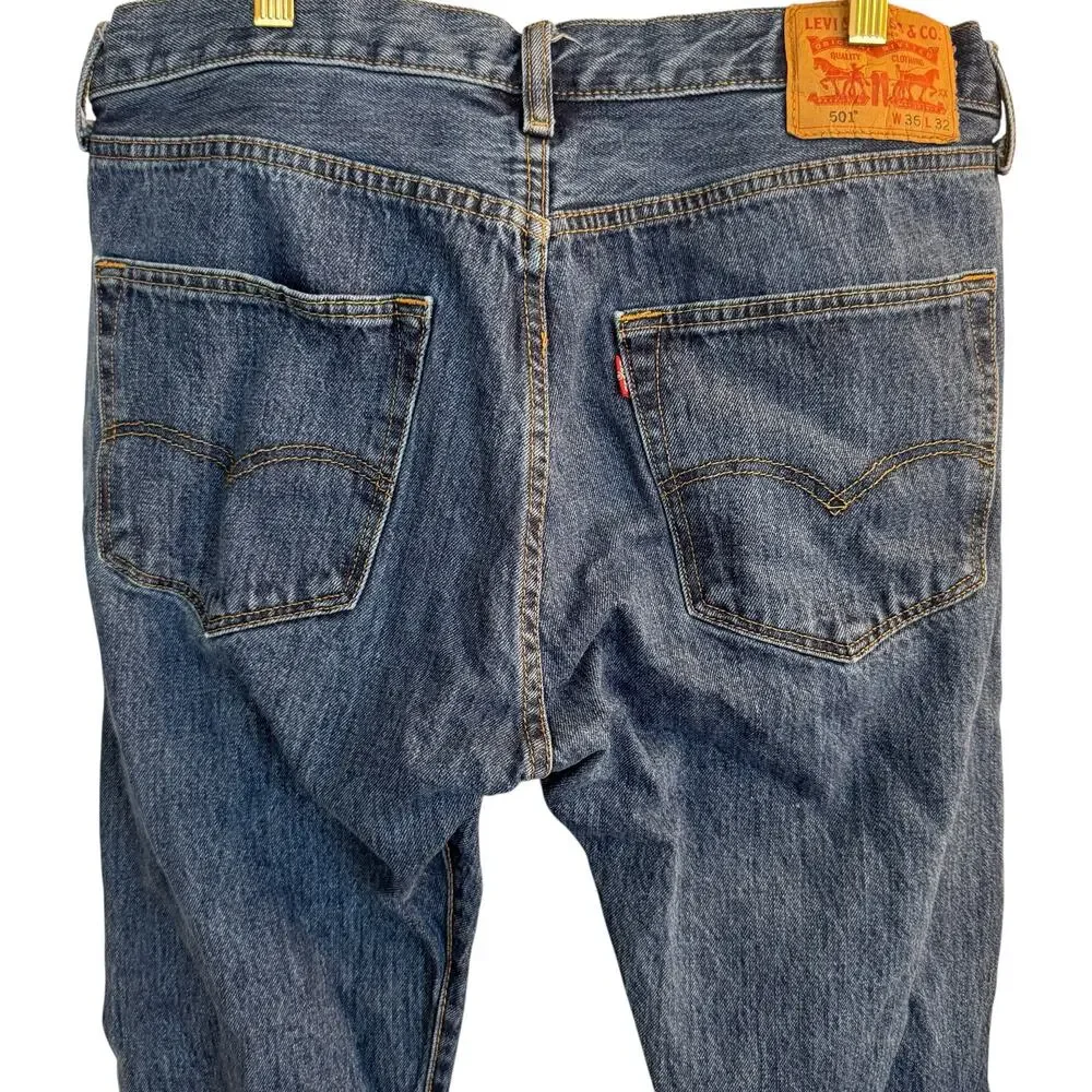 Levi's 501 Jeans Men's 36 Blue‎ Bootcut Denim Button Fly Medium Wash